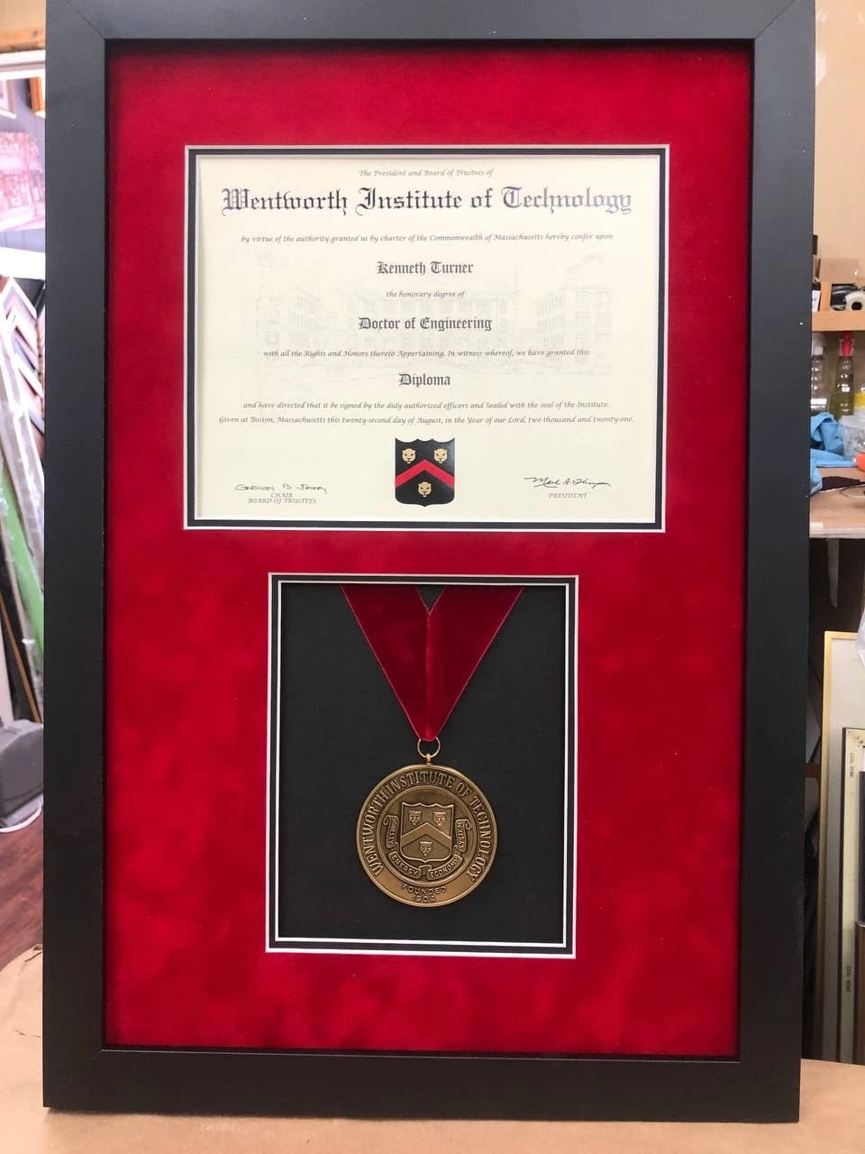 Large framed American flag